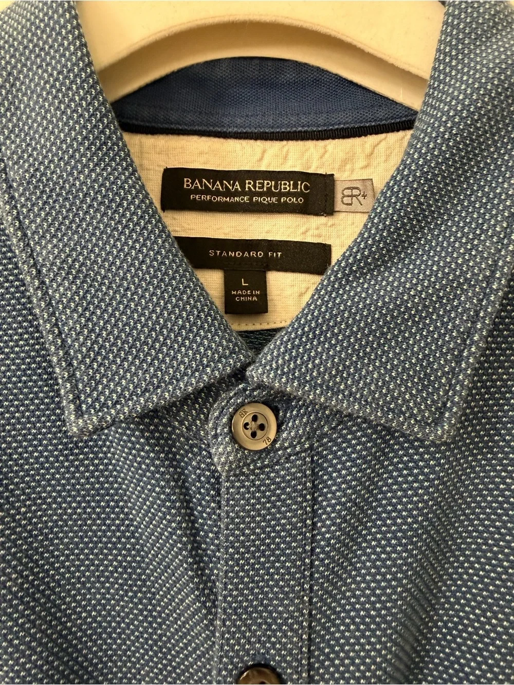 Banana Republic Men's Denim Blue Polo with Chest Pocket